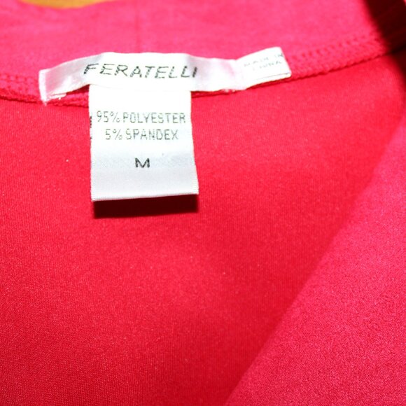 Feratelli Unique Red‎ Long asymmetrical Jacket Women's Faux Suede Size Medium - Picture 8 of 9